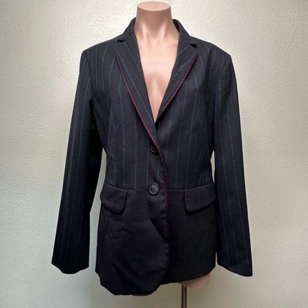 Piazza Sempione Colorblock Pinstripe Blazer Black/Red Women US 12